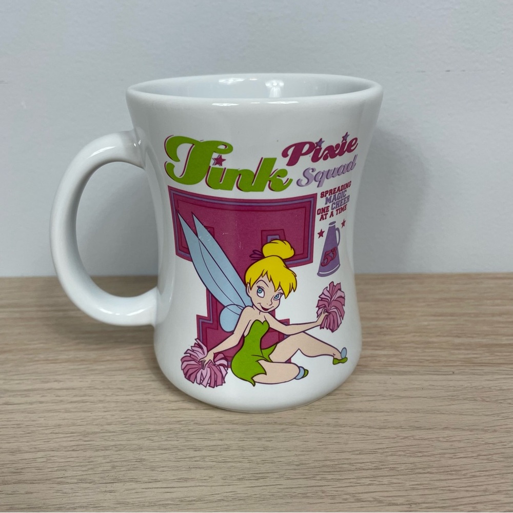 Disney Tinker Bell Cheer Squad White and Pink Ceramic Mug